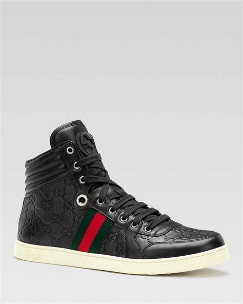 men white gucci sneakers large stripe|gucci high top sneakers men's.